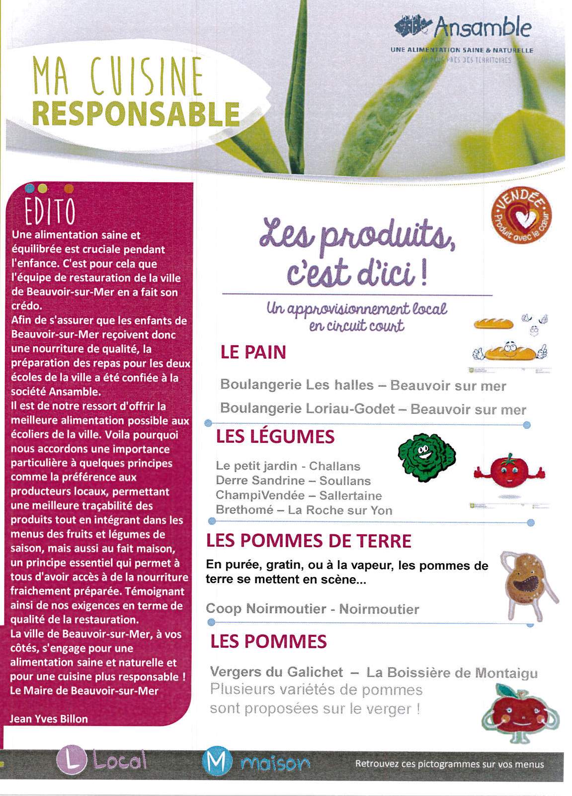 Mairie de Beauvoir sur Mer (85230)Menu