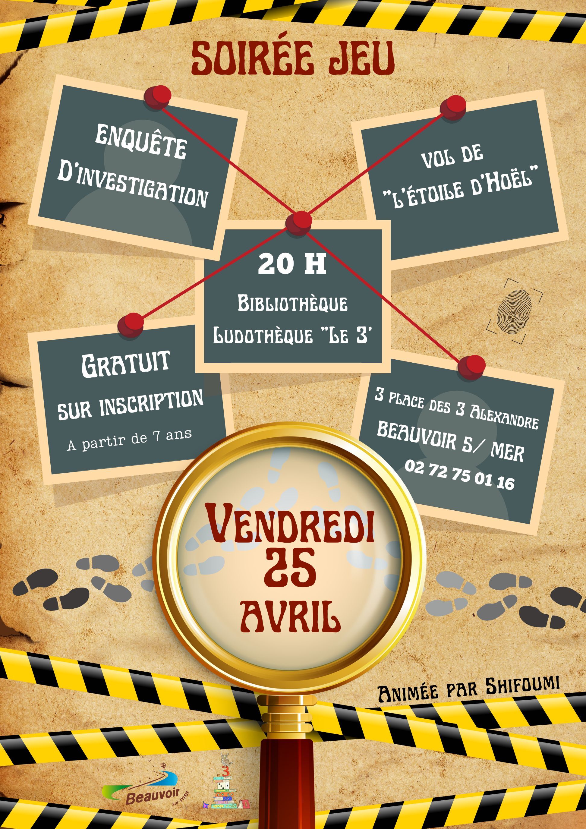affiche soirée jeu enquête d'investigation