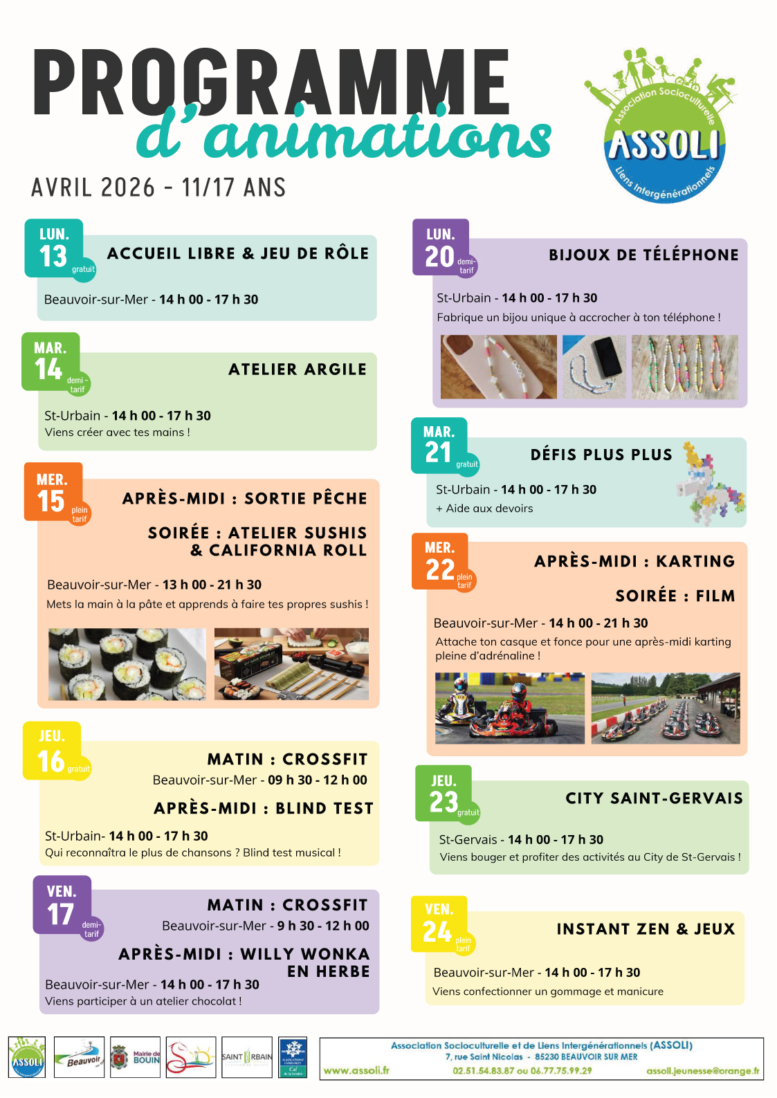 Assoli - Programme jeunesse vacances avril