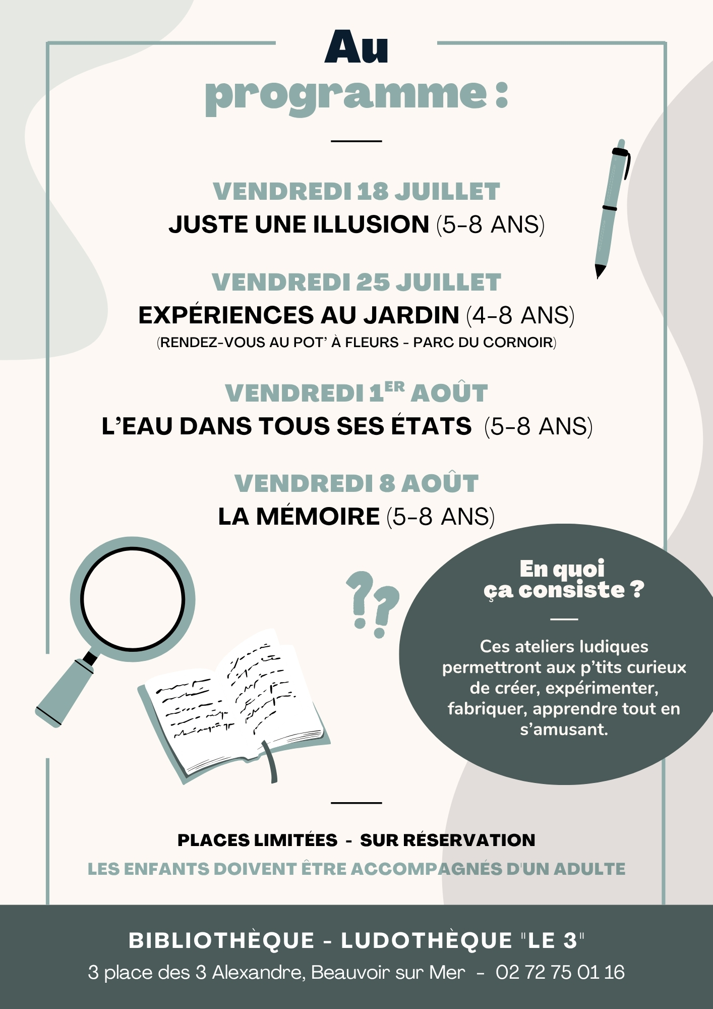 Ateliers « les P’tits curieux » 2025 -verso
